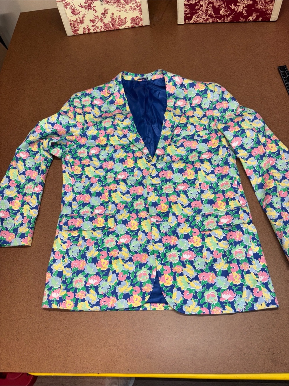 crown & ivy Floral Print Blazer 42R in Blue, Pink, Yellow, Green